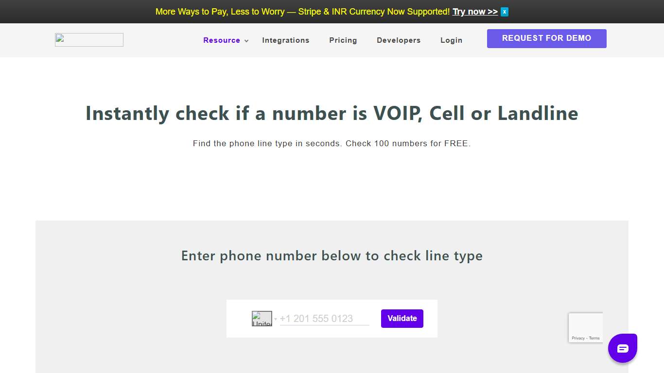 Check if number is VOIP, Cell, or Landline - Phone Line Type Checker